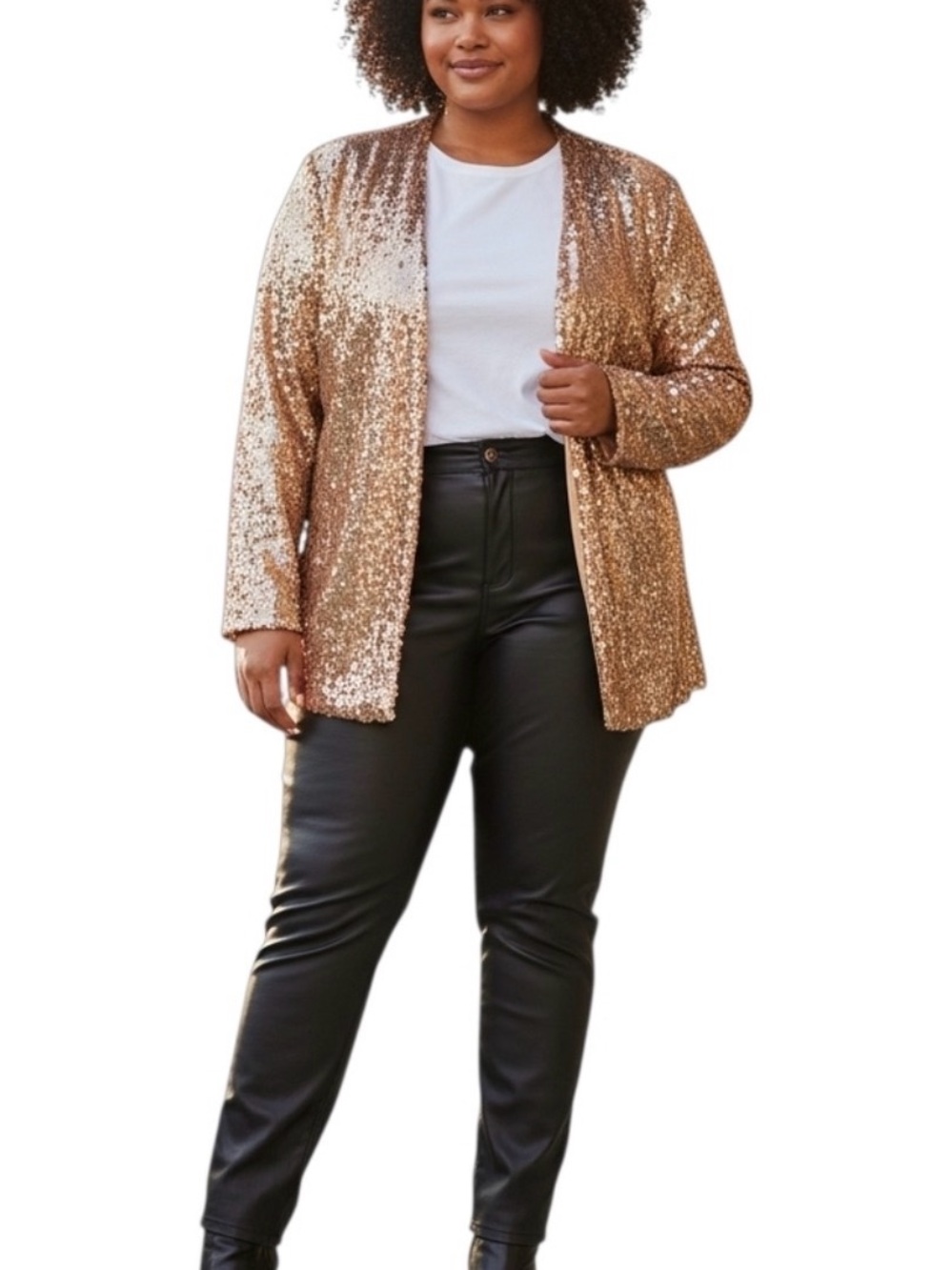 torrid Gold Sequin Open-Front Blazer